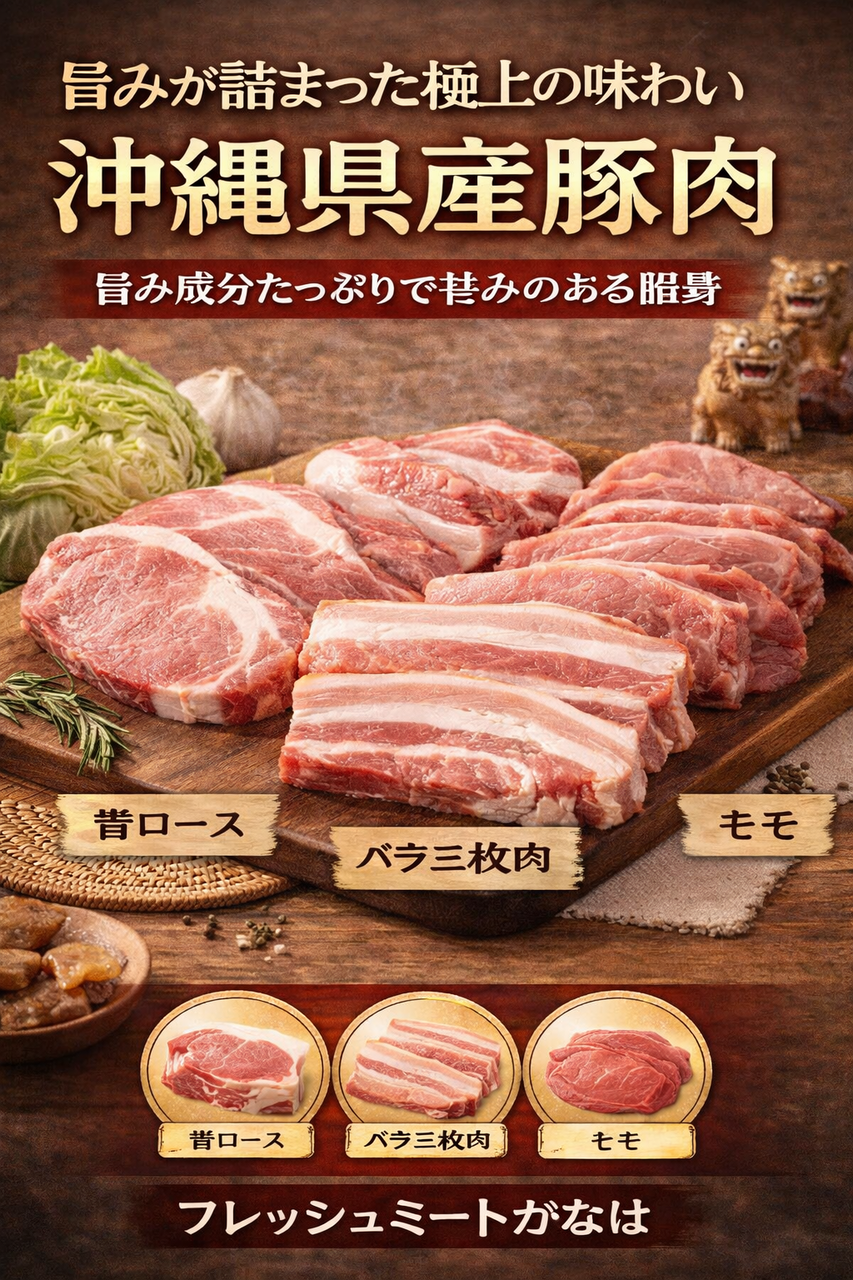 やんばる島豚あぐー ≪黒豚≫ しゃぶしゃぶセット(背ロース・バラ(三枚肉)・モモ各200g) フレッシュミートがなは 旨み成分たっぷりで甘みのある脂身が特徴の沖縄県産豚肉