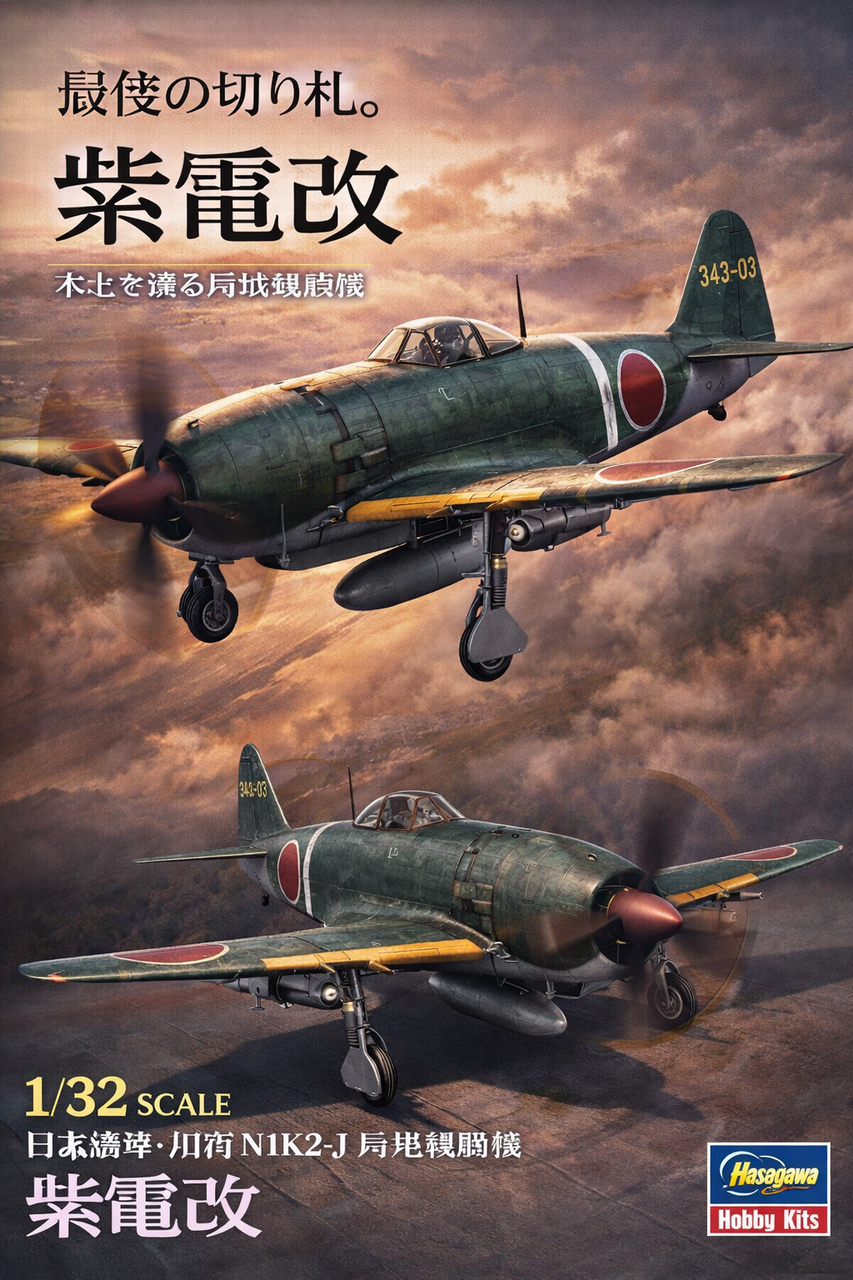 ハセガワ 1/32 日本海軍 川西 N1K2-J 局地戦闘機 紫電改 プラモデル ST33