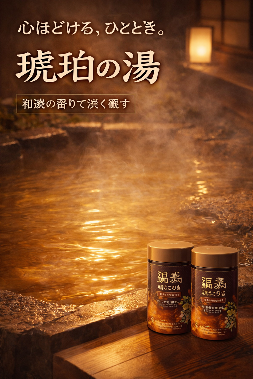 温素 琥珀の湯 入浴剤 透明 心なごむ和漢茶の香り 600g x 2個 おうち温泉 体験 