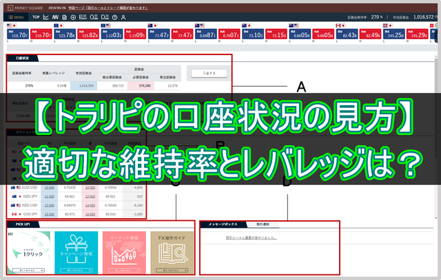 トラリピの口座状況の見方を解説!適切な維持率とレバレッジは?