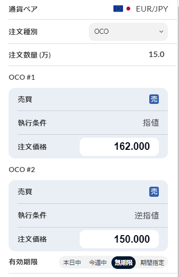 両建て解除OCO注文