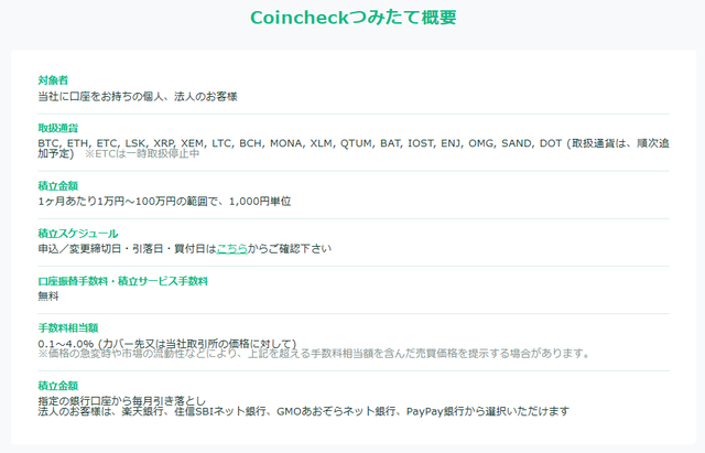 コインチェックつみたて概要