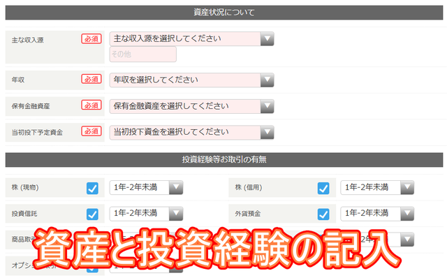 ⑨資産状況と投資経験