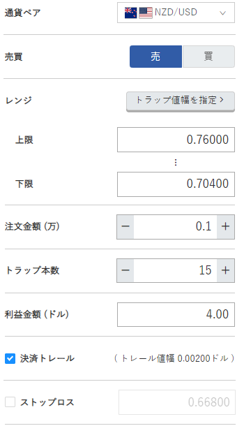NZドル米ドル売り0.70~0.76