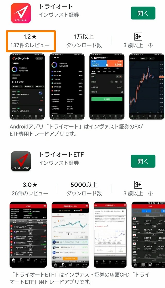 トライオートアプリの評価