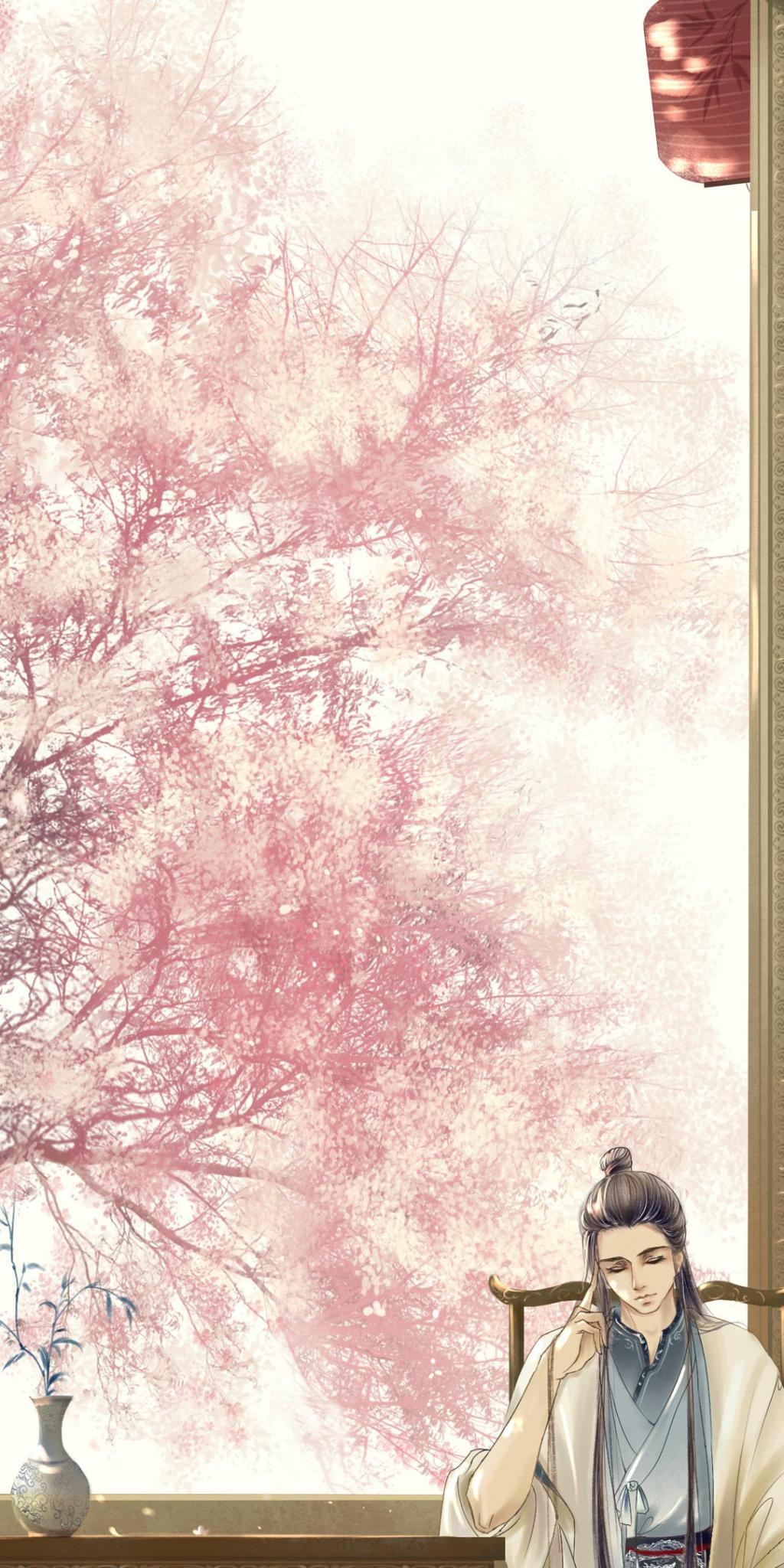 桜の木緑の古代の少年のイラスト ロック画面の画像の壁紙 携帯電話の壁紙 壁紙