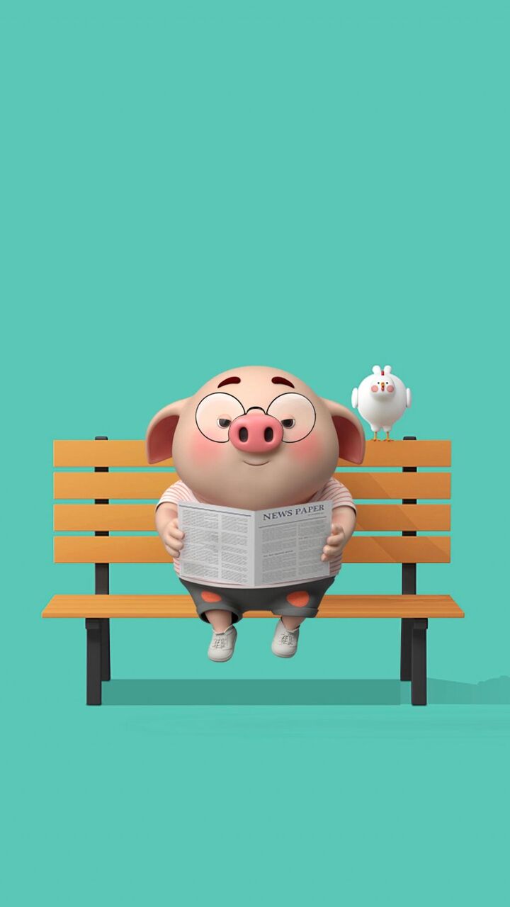 おなら小さなブタで新聞を読んでベンチに座って ロック画面のbu Ru Lec里nn Suが壁紙写真 携帯電話の壁紙に適したtaテスト 壁紙