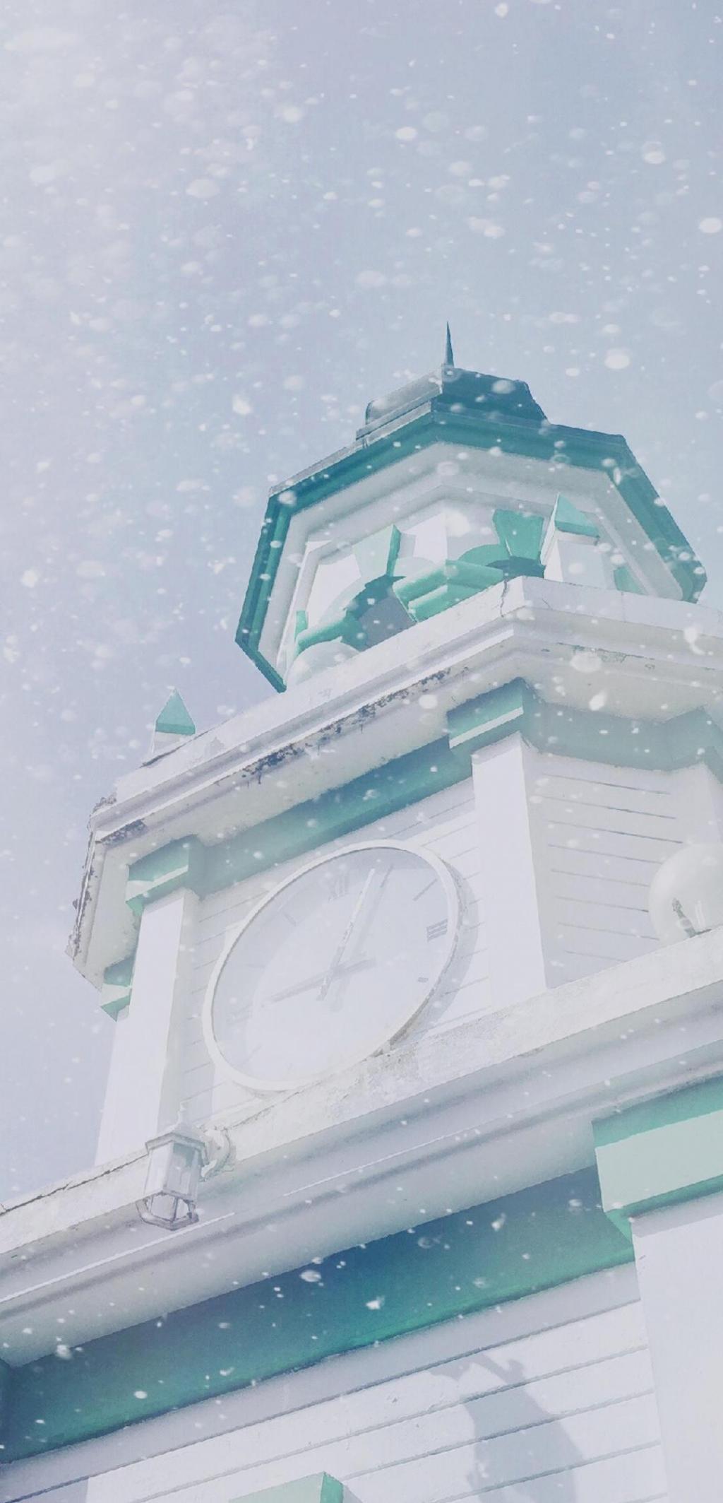 雪の白の時計塔 ドッスイートロック画面の壁紙画像 Hdの携帯電話の壁紙 風景 壁紙