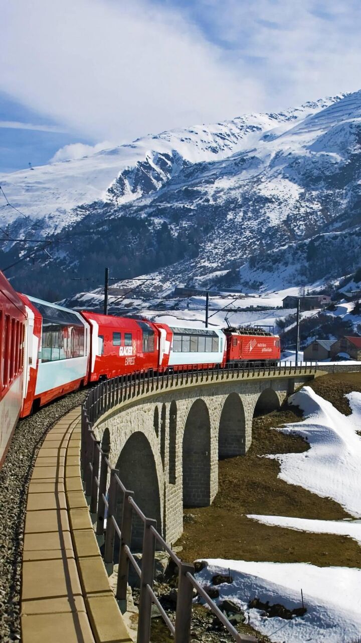 スイスの氷河は aの壁紙 ロック画面の画像 Hdの携帯電話の壁紙 風景を訓練します 壁紙