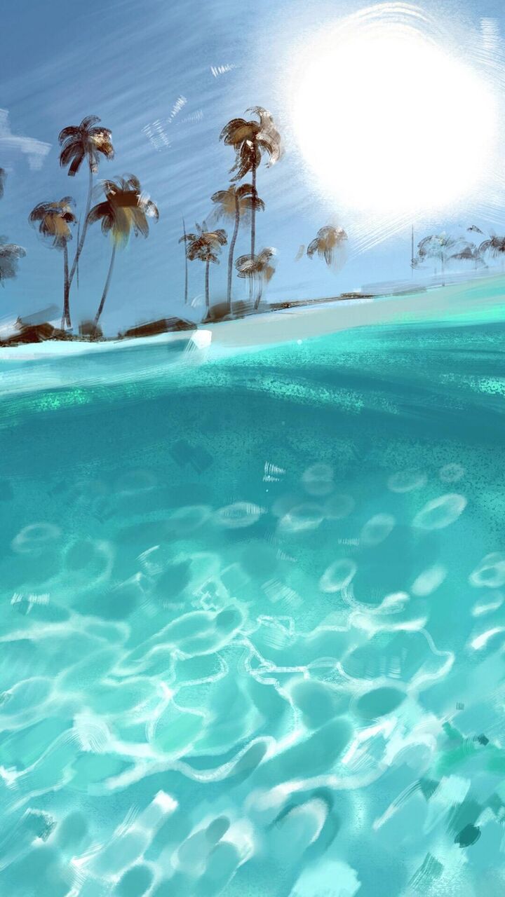 夏のビーチのイラスト ロック画面の画像 Hd電話の壁紙 壁紙カテゴリnn区ミリアンペアトン他のpa 壁紙