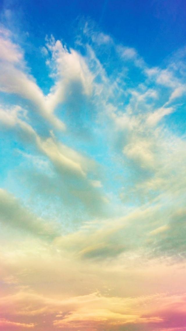 バニラ空と白い雲 ロック画面イメージ 高い夏i Raのsuスイートチン携帯電話の壁紙の壁紙 風景 壁紙