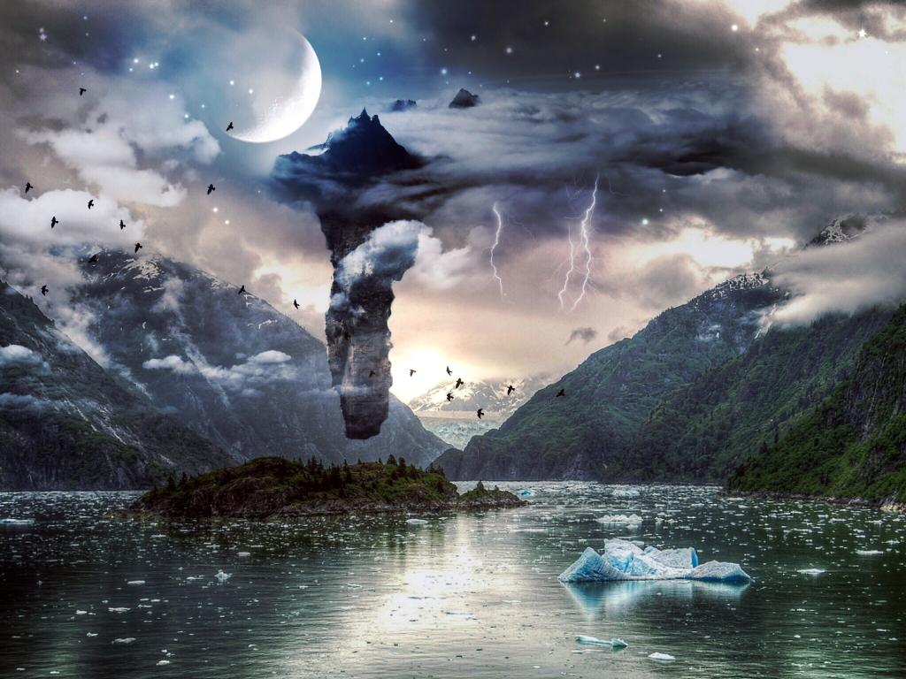 島 空 山 湖 雲 神秘的な 魔法のような 高精細の壁紙写真 Iphoneシリコーンnn Puヒカルがkaわいい材料を入力してください 壁紙