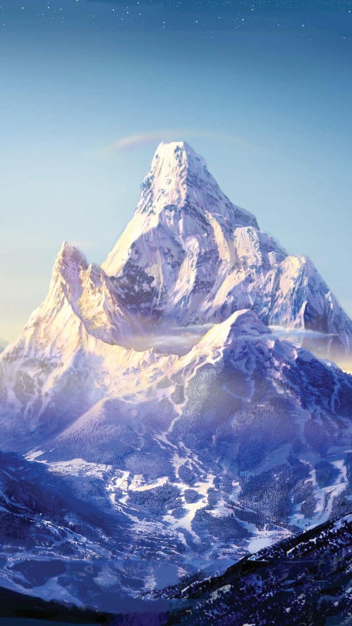 エベレストと星の壁紙 ロック画面の画像 Hdの携帯電話の壁紙 風景の雪 壁紙