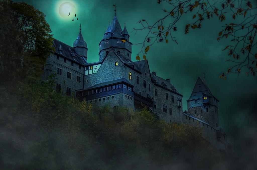 夜の城 中世 月 神秘的な 雰囲気 区シリコーンー神秘的な 高精細画像a壁紙は 材料を入力します 壁紙