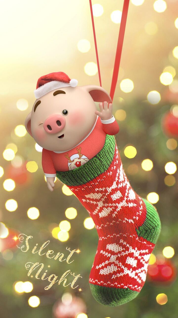 クリスマスプレゼントのiphone X Ro Lec画面の壁紙少し豚のおなら ロック画面の画像 携帯電話の壁紙 壁紙