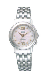10ポイントダイヤモンド入り白蝶貝文字板のレディース腕時計