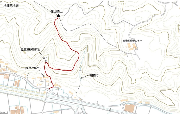 鬼石沢と地獄沢の位置