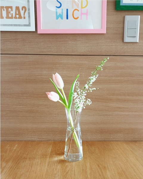 初めての切り花と 春 むくげの花 初めての切り花と 春 むくげの花