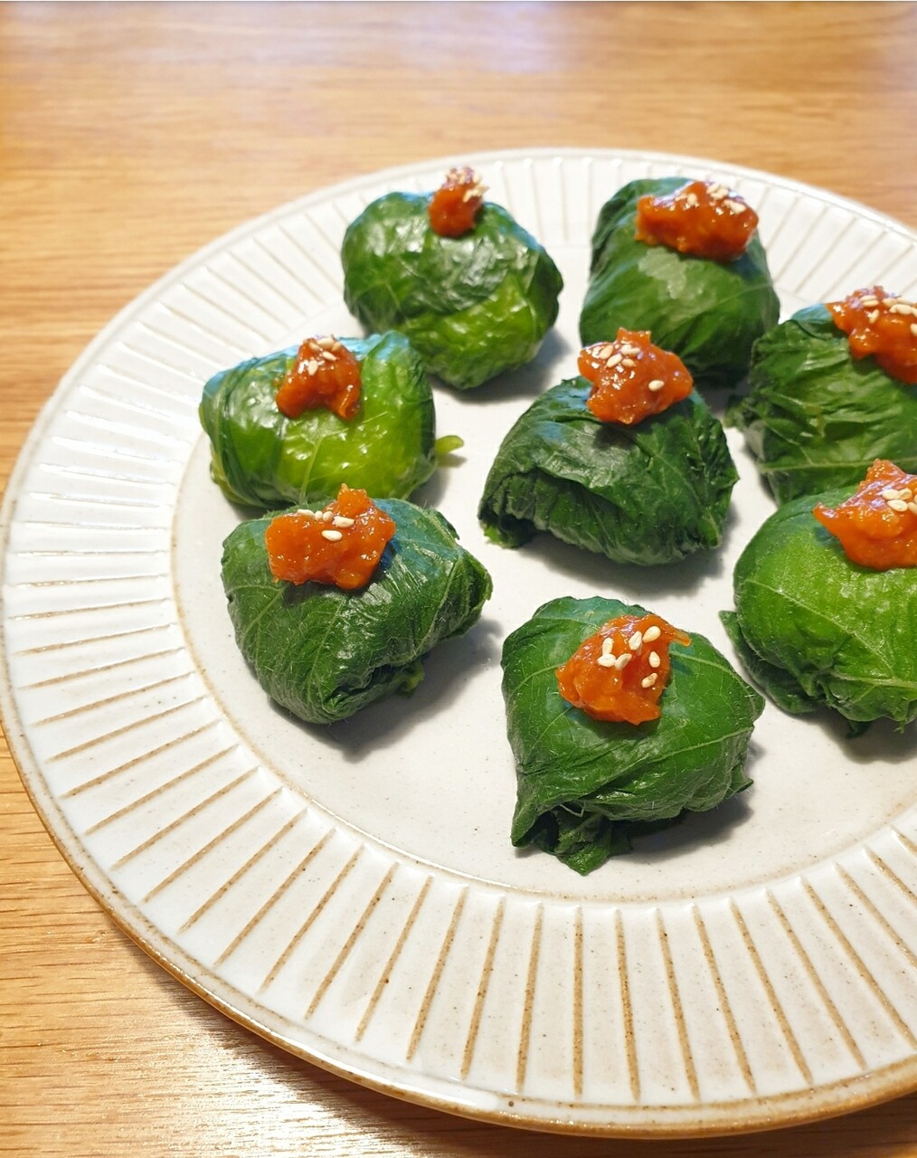 カボチャの葉の包みごはん むくげの花