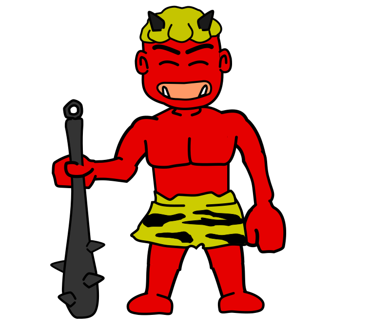 もこもこのブログ 女の子と鬼による節分のスタンプ