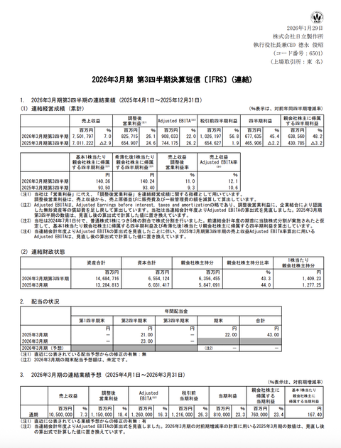 日立製作所 2026年3月期第3四半期決算