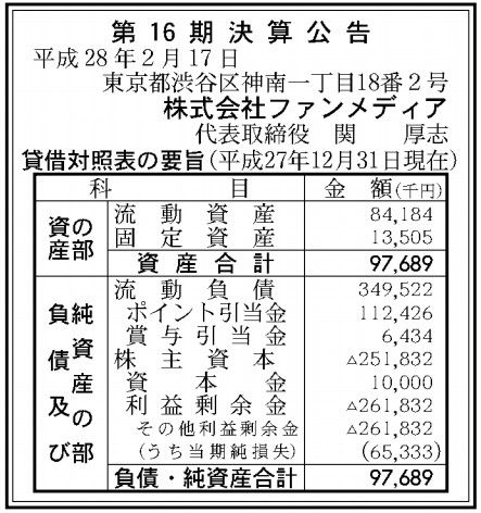 ファンメディア決算