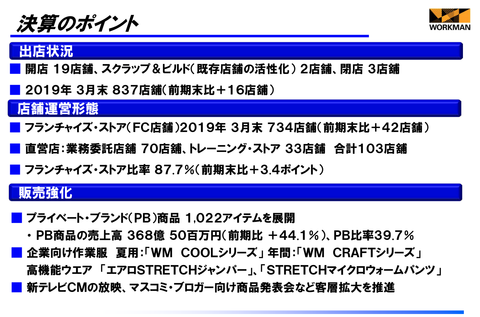 ワークマン2019年3月期_業績4