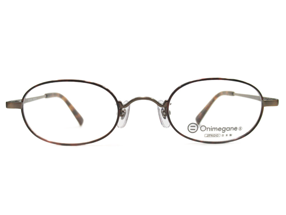 アンティークな度入り眼鏡　オーバル型メガネ　レトロ　アンティーク　インテリア Onimegane】アンティークカラーのオーバルメガネ！パート2【OG-7218