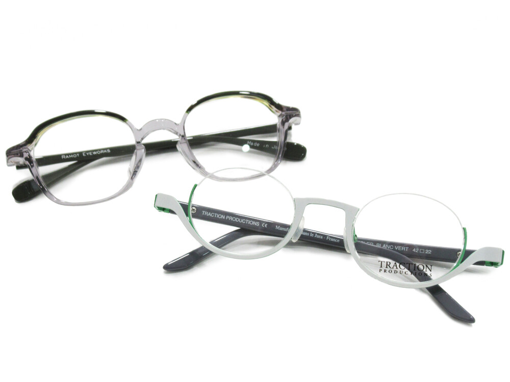 ゜春の新緑を感じる爽やかなグリーンカラーフレームの眼鏡.｡:*+