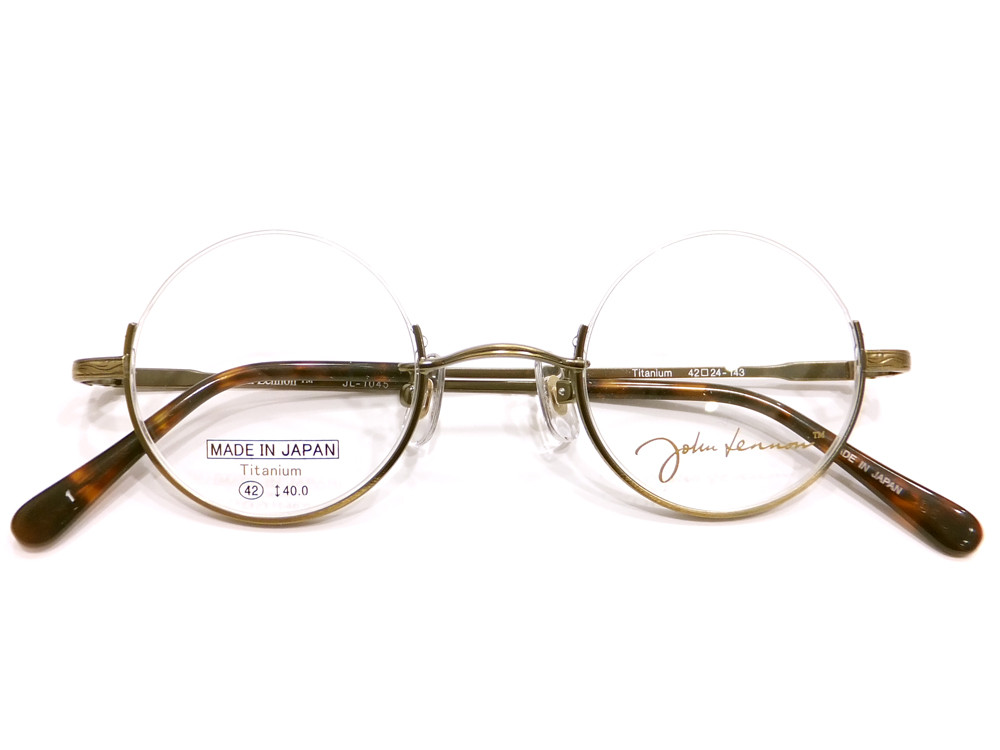 ★美品★ジョンレノン JL-1045 アンダーリム ラウンド度入メガネ ジョンレノン丸メガネ アンダーリム丸メガネ 日本製チタン逆