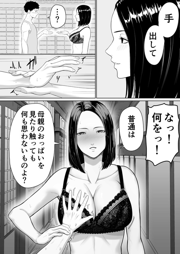 【エロ漫画】田舎で祖母と二人で暮らしていた◯校生の男の子が一年ぶりに再会した母親を性的な目で見てしまい寝込みを襲っておっ……のトップ画像