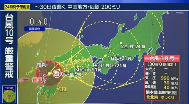 台風10号、990hpa : 燃えるプロ野球速報