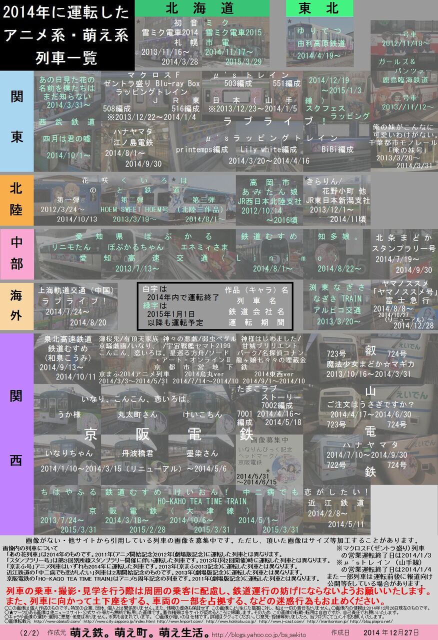 画像 14年に運転されたアニメ系 萌え系 列車一覧 完成版 萌え鉄 萌え町 萌え生活