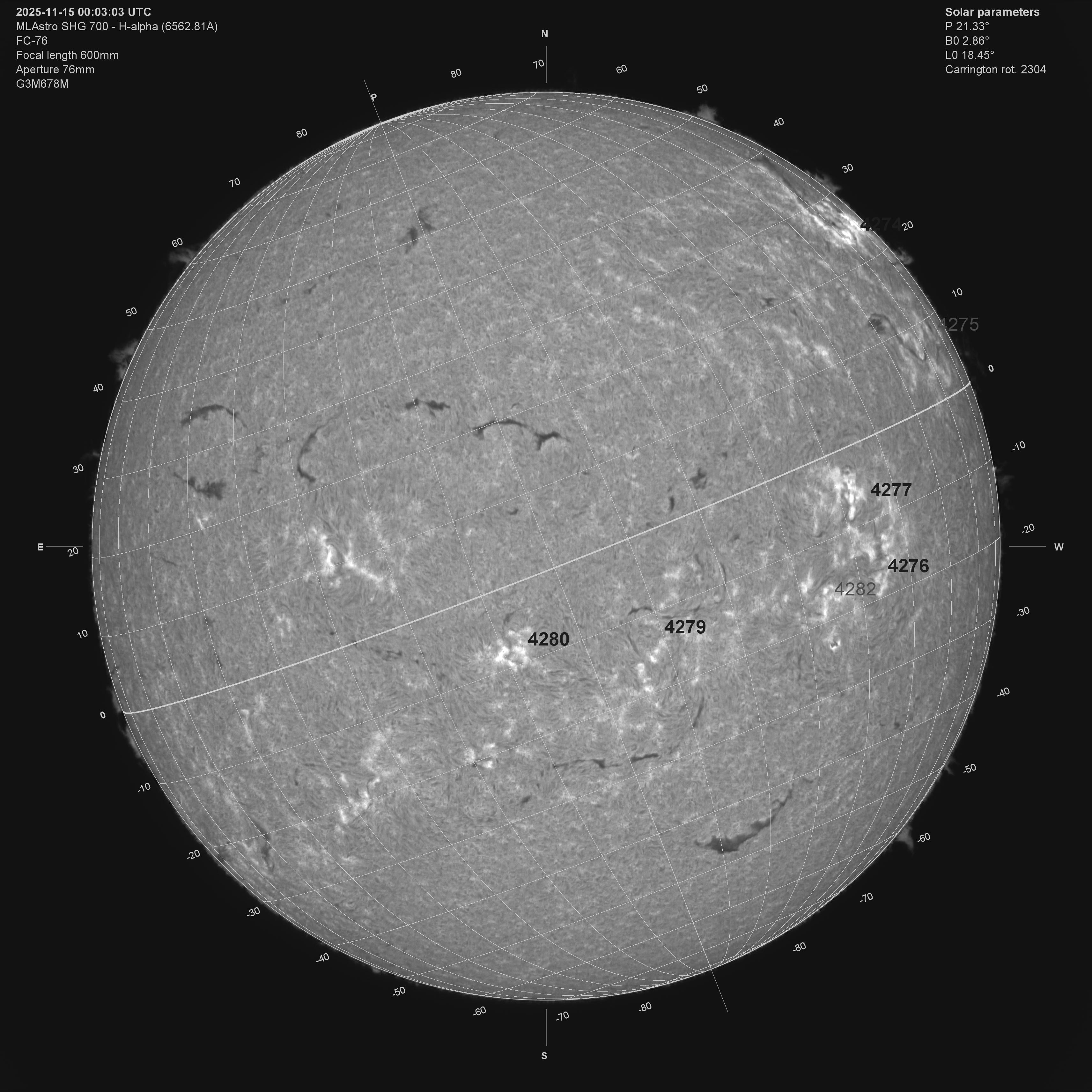 2025/11/15の太陽 : ほしぞloveログ