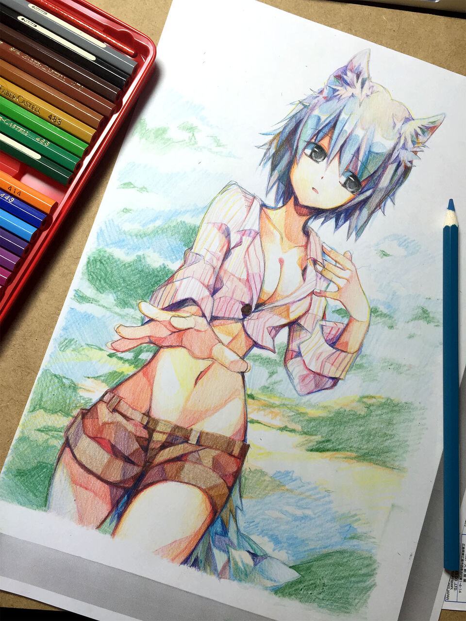 24色水彩色鉛筆で水を使わず塗ってみるメイキング もじゃクッキー公式ブログ