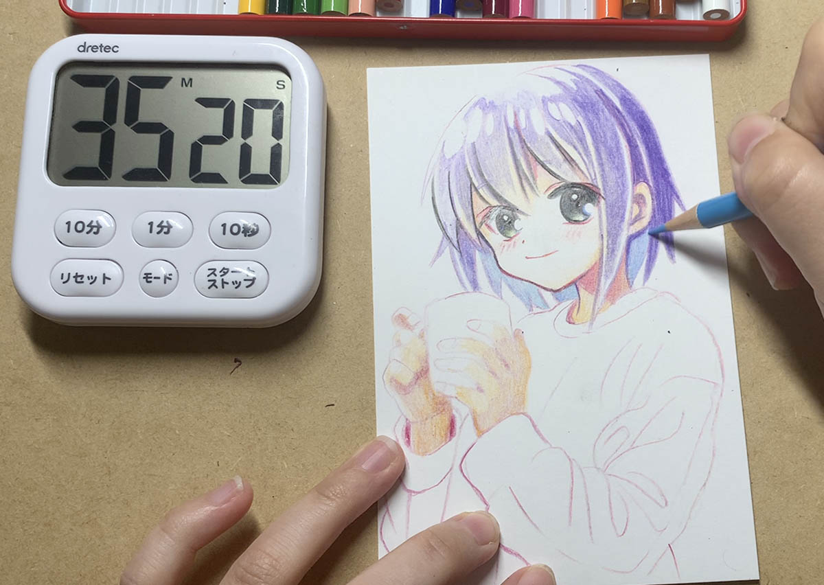 色鉛筆 1時間で女の子のイラストを描いてみた ワンドロ もじゃクッキー公式ブログ 色鉛筆 1時間で女の子のイラストを描いてみた ワンドロ もじゃクッキー公式ブログ