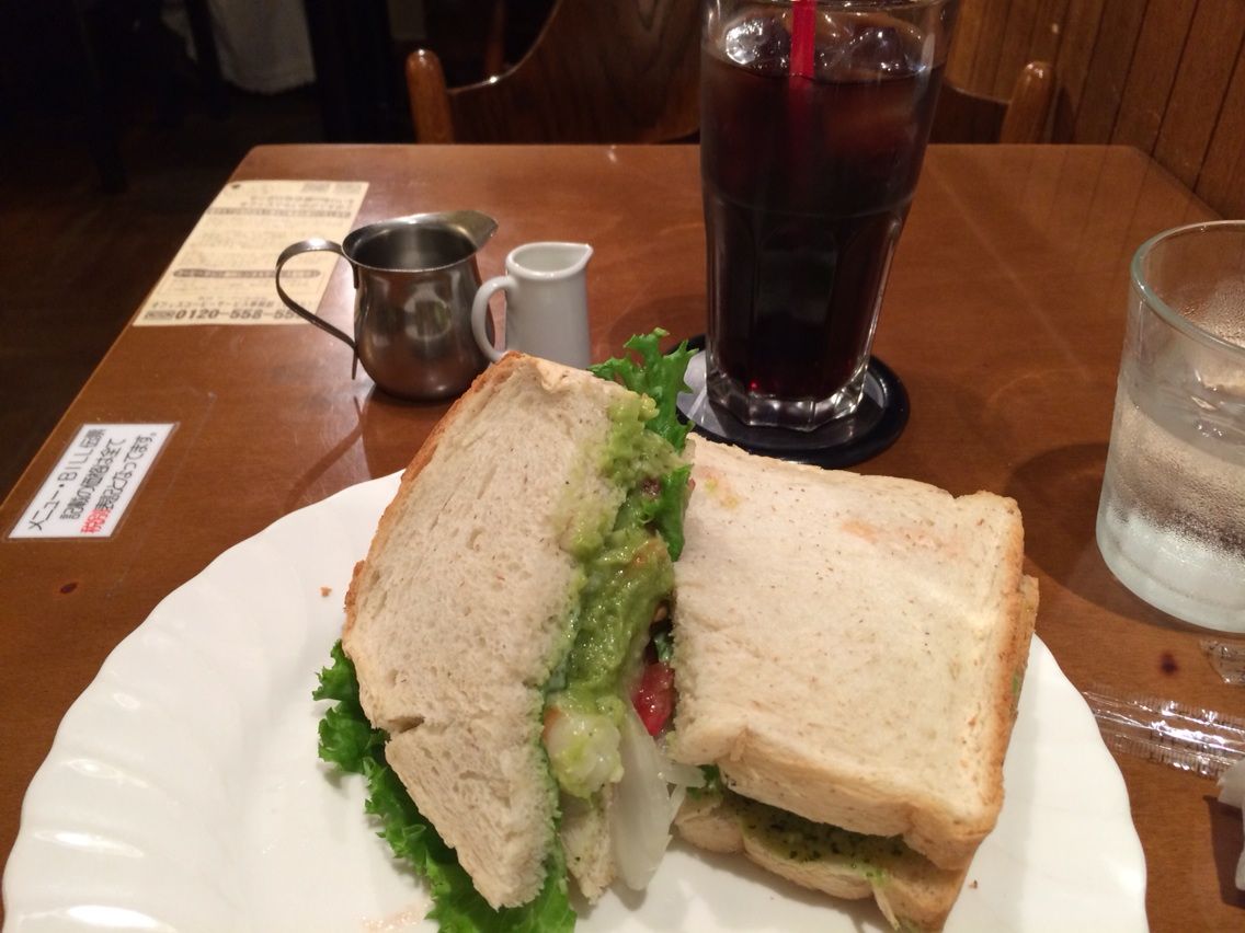 サッポロ珈琲館時計台テラス店 海老とアボカドのサンドイッチ Toeic満点 札幌の英会話講師mojoのblog