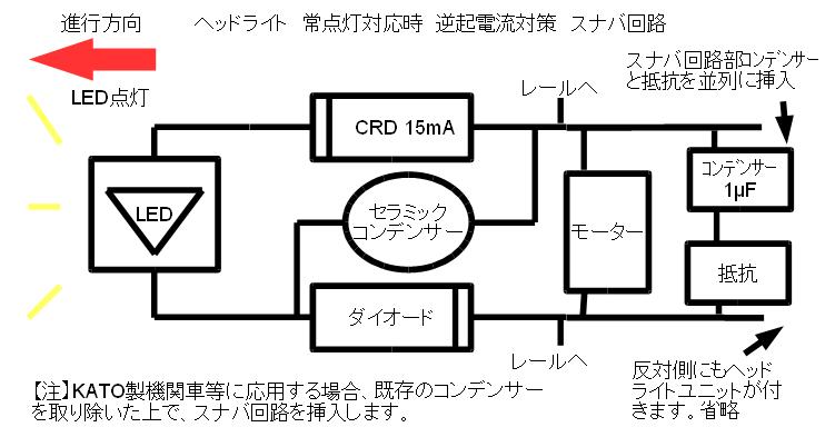 Nゲージ鉄道模型 前照灯 常点灯対応時逆起電流対策 スナバ回路を検証する クローゼットの中の鉄道模型