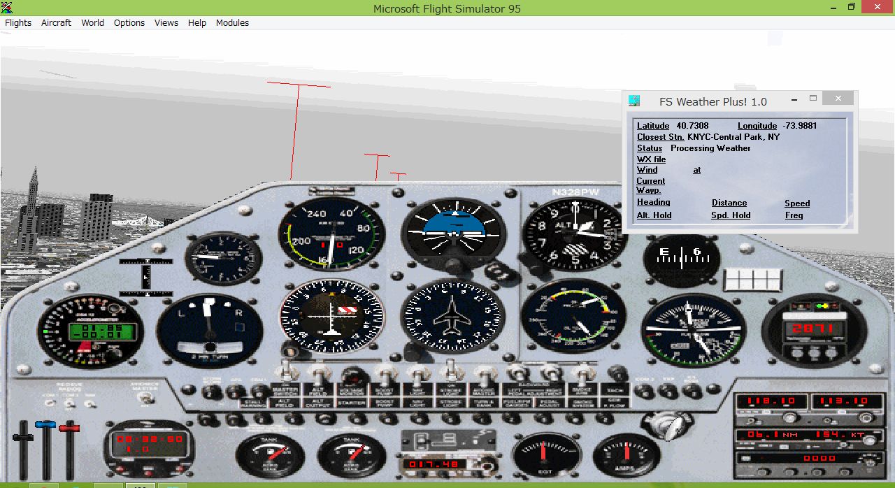 模型好きの御本尊たち:「Flight Simulator95」64bit環境でリアル天気。