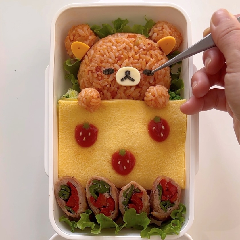 おねんねリラックマのオムライス弁当 キャラ弁 高速動画あり Momo S Obentou キャラ弁 Powered By ライブドアブログ