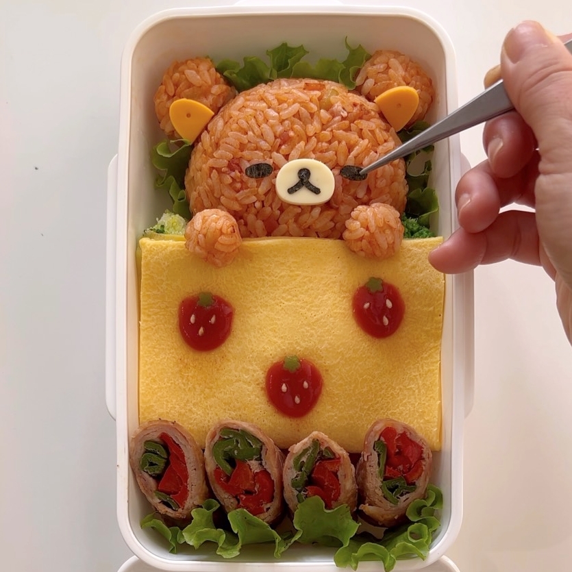 おねんねリラックマのオムライス弁当＊キャラ弁[高速動画あり] : momo's obentou＊キャラ弁 Powered by ライブドアブログ