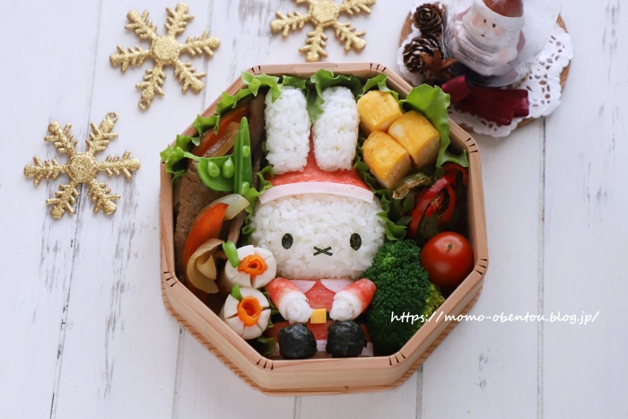 ミッフィーサンタのクリスマス弁当 キャラ弁 高速動画あり Momo S Obentou キャラ弁 Powered By ライブドアブログ