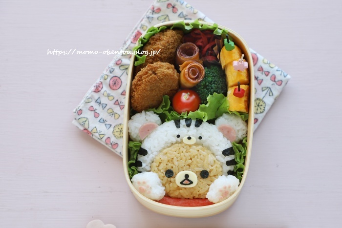 トラをかぶったリラックマのお弁当 キャラ弁 作り方高速動画あり Momo S Obentou キャラ弁 Powered By ライブドアブログ