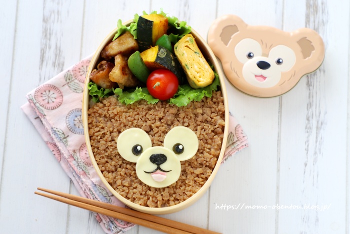 簡単鶏そぼろのダッフィー弁当 キャラ弁 高速動画あり Momo S Obentou キャラ弁 Powered By ライブドアブログ
