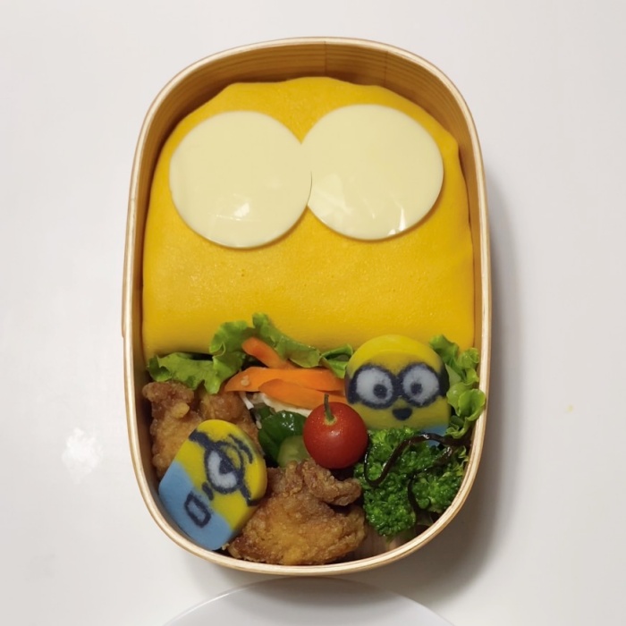 簡単ミニオン ボブのオムライス弁当 キャラ弁レシピあり Momo S Obentou キャラ弁 Powered By ライブドアブログ