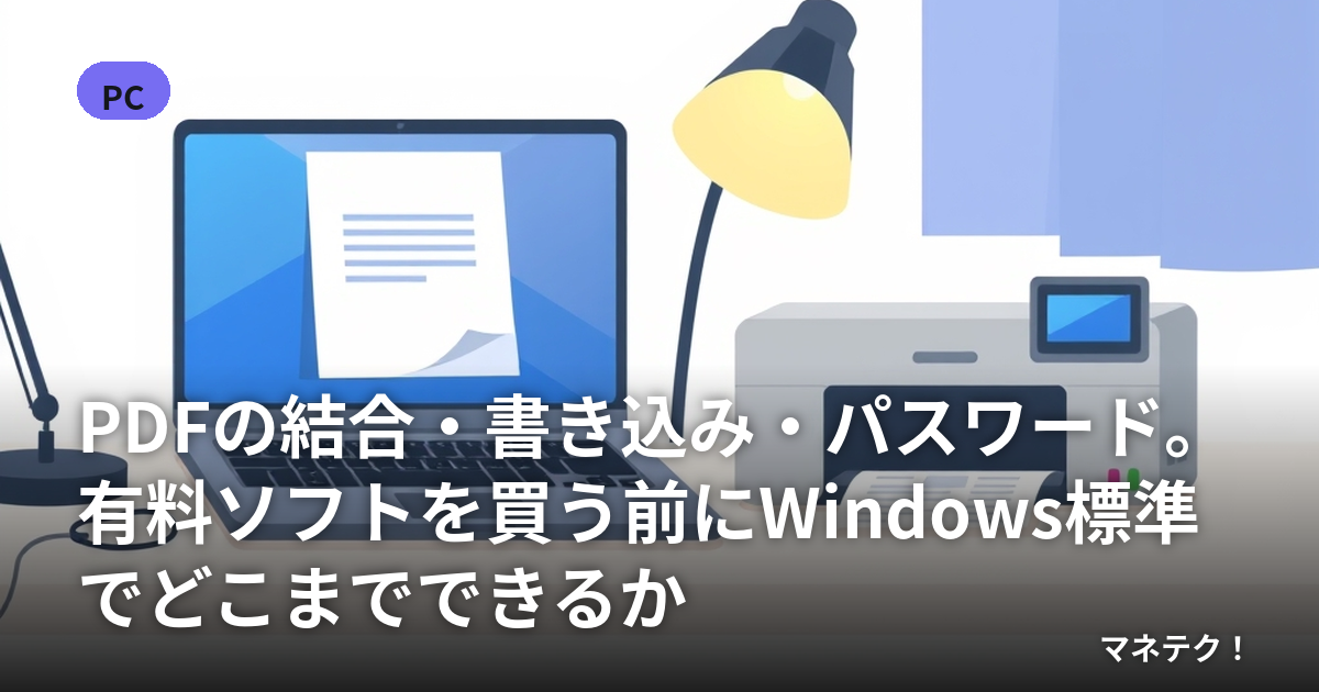 PDFの結合・書き込み・パスワード。有料ソフトを買う前にWindows標準でどこまでできるか