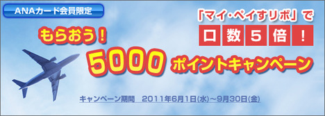 ANAカード会員限定もらおう!5000ポイントキャンペーン