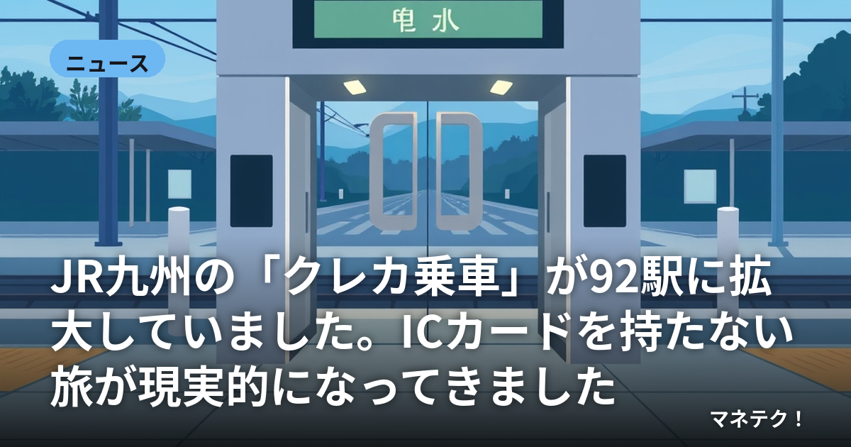 JR九州の「クレカ乗車」が92駅に拡大していました。ICカードを持たない旅が現実的になってきました