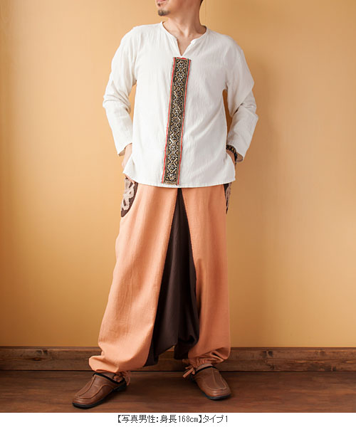 新着☆モン族ヘンプ貫頭衣ワンピース、インディゴパーシン、手縫い