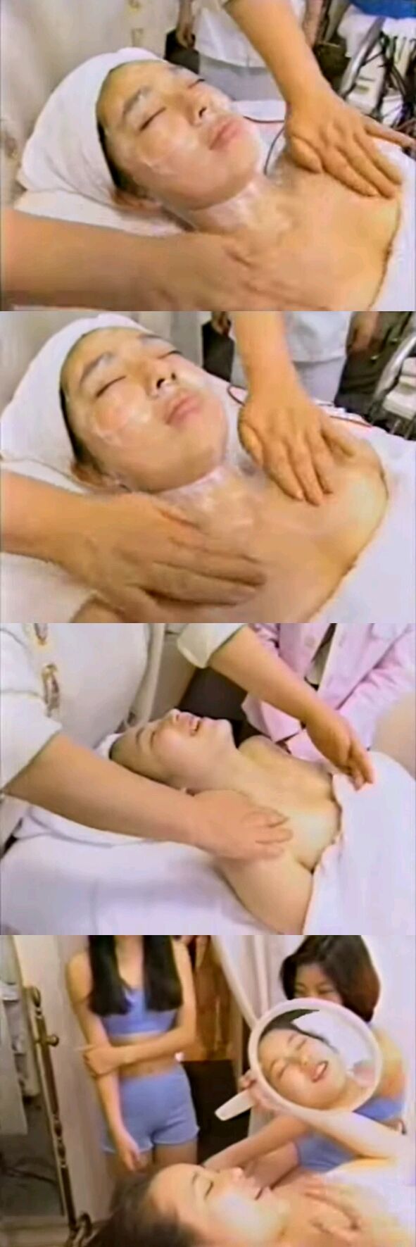 exposed skin glistening with warm oil